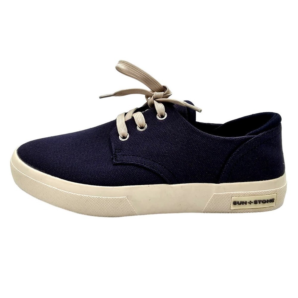 Sun + Stone Navy Blue Cotton Canvas Sneakers Cushioned Platform Shoe Men's 9.5M